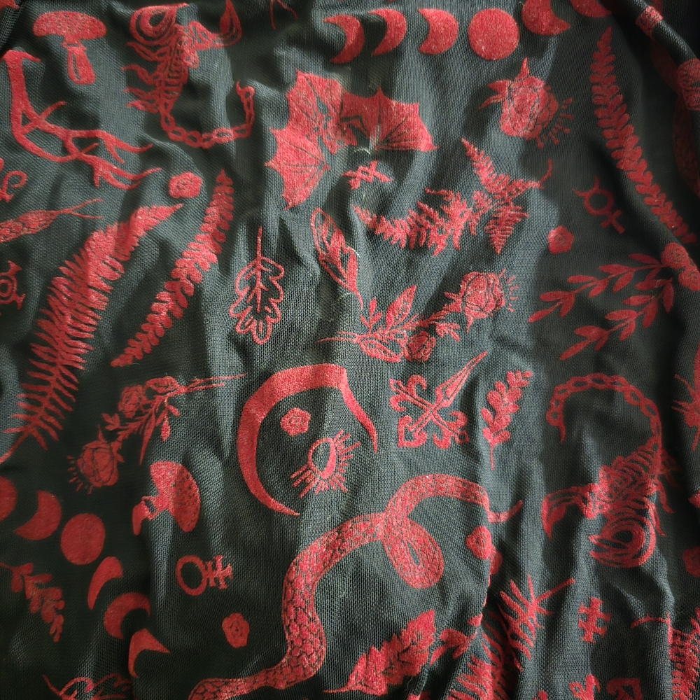 Midnight Hour Creatures Flocked Mesh Bell Sleeve Top - Picture 5 of 5